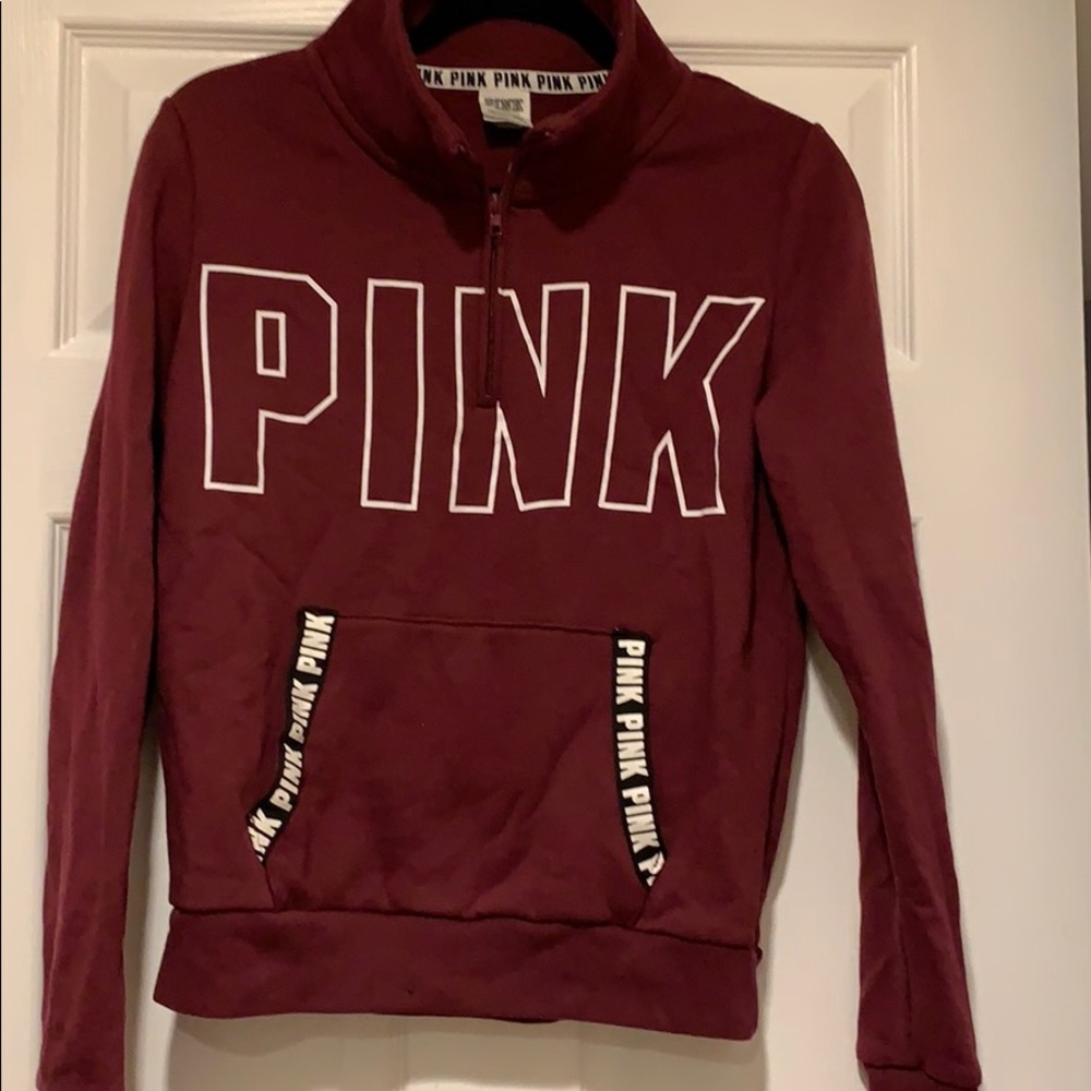 PINK crew neck 1/4 zip sweatshirt size medium
